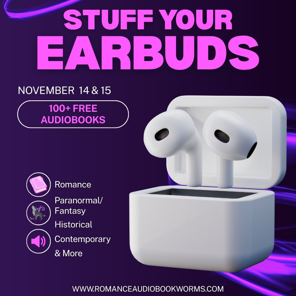 𝑺𝒕𝒖𝒇𝒇 𝒀𝒐𝒖𝒓 𝑬𝒂𝒓𝒃𝒖𝒅𝒔 is coming on November 14 & 15!🎧Over 100 FREE romance audiobooks for you to devour from amazing indie authors. 

🌟Want a reminder when the event is live? Head over to RomanceAudiobookworms.com and sign up for reminders.

Need to know which listening apps to download for the event? Here you go!⬇️
🎧Kobo, Apple Books, Google Play, Spotify, Chirp, Nook, Curios, LibroFM and BookFunnel

Can’t wait and wishing you lots of happy listening!💃

#stuffyourearbuds #romanceaudiobookworms #audiobooks #audiobookstagram #supportindieauthors #romancebooks #bookworm #booklover #audiobooklover

