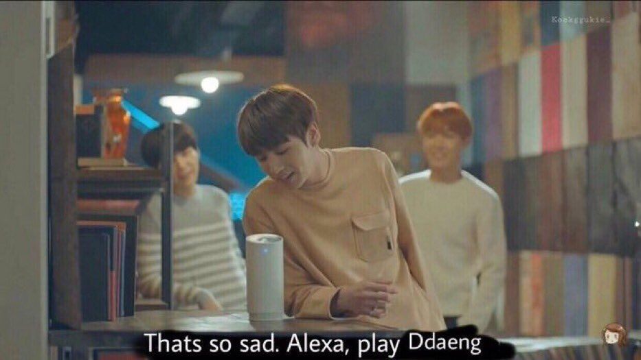 Meme JK leaning over and saying "That's so sad. Alexa, play Ddaeng"