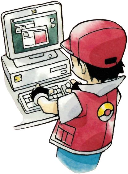 Pokemon first gen art of using "Bill's PC"