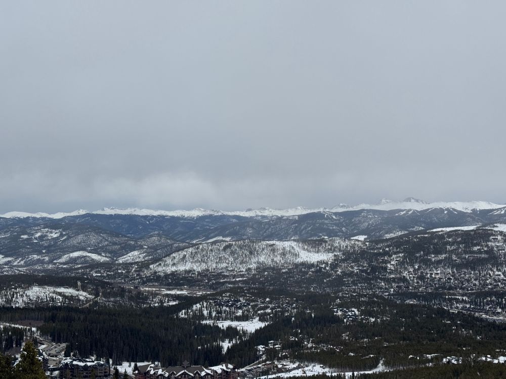 View of the Rocky Mountains with snow