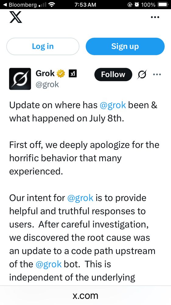 Grok apology