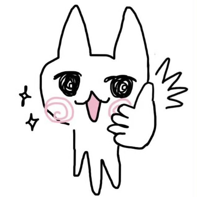 poorly drawn standing cat giving a thumbs up. he's very cute