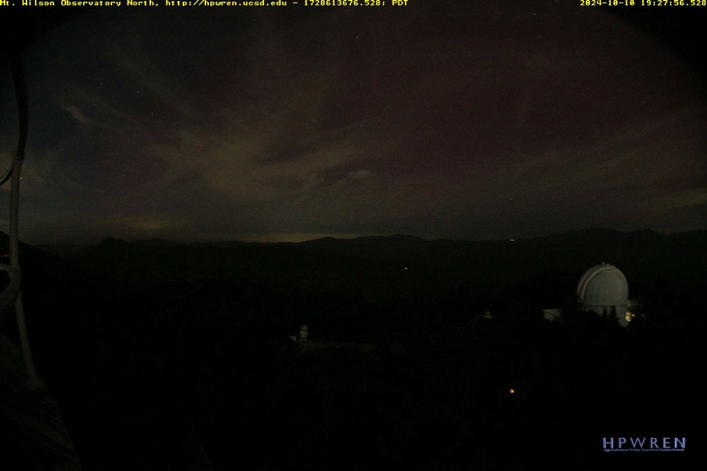 View of aurora from Mt Wilson webcam