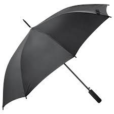 A black umbrella against a white background