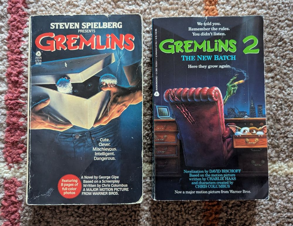 Picture of the novelizations for Gremlins and Gremlins 2.