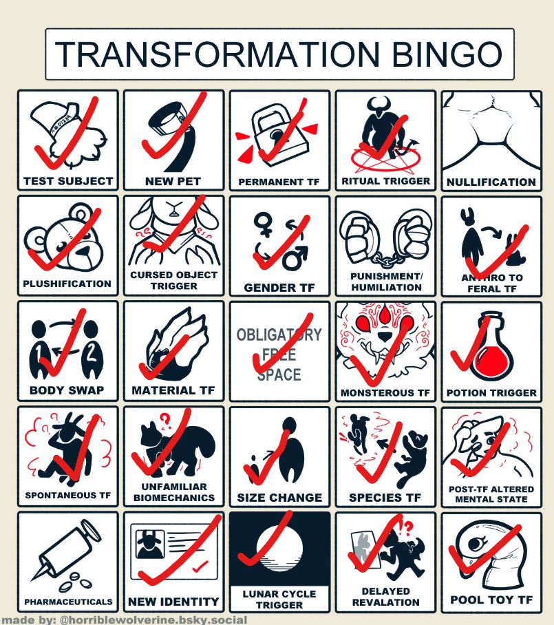 a transformation bingo!

done by @horriblewolverwine.bsky.social
