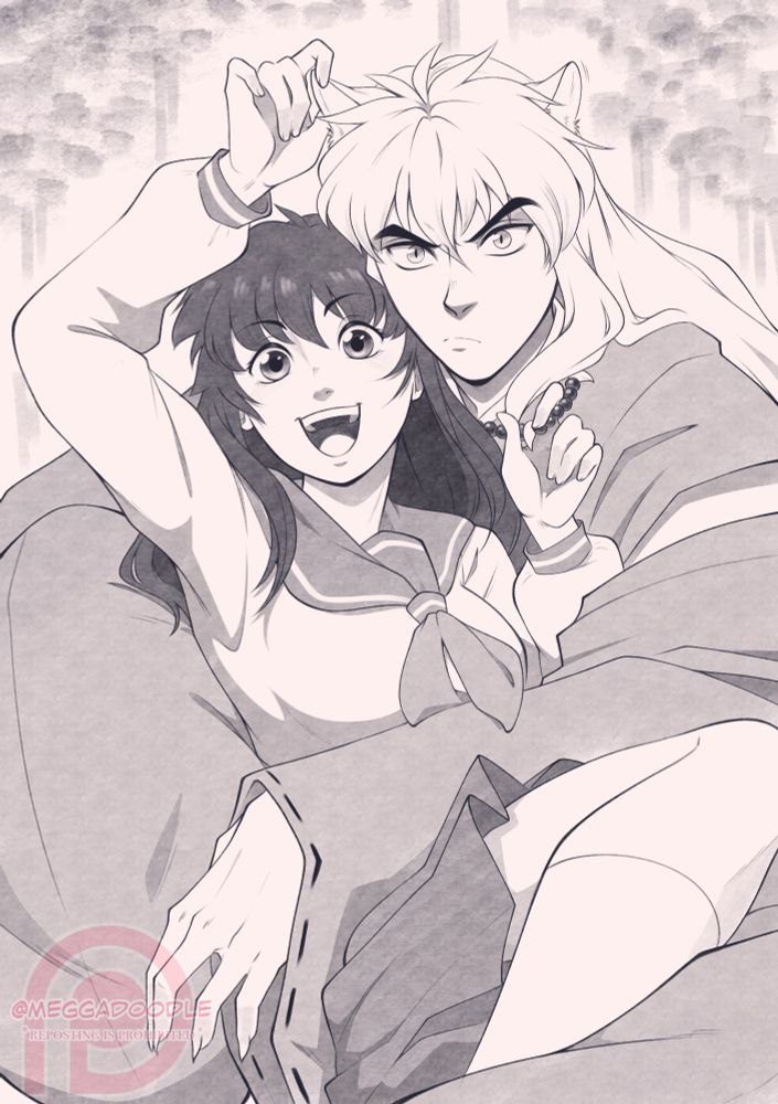 meggfarts inuyasha kagome anime fanart