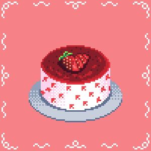 A pixel art strawberry mousse