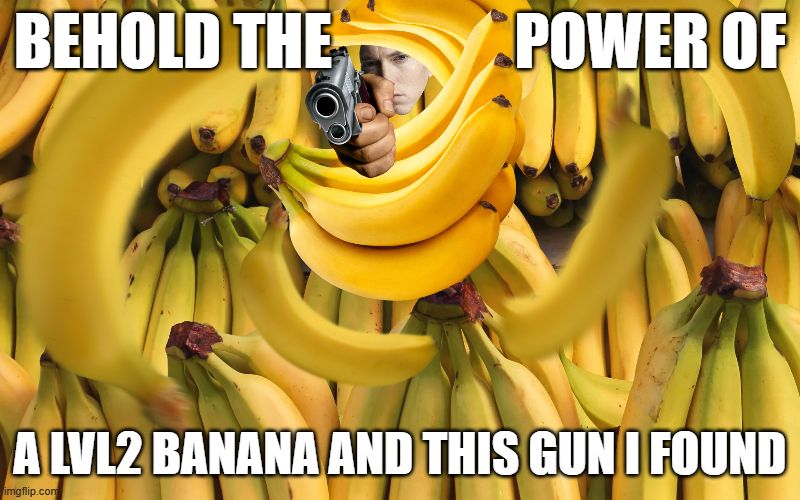 Behold the power of a LVL2 Banana and this gun I found
