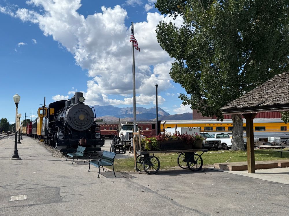 Photo of an old steam train fully restored at Heber Valley Railroad in Utah.