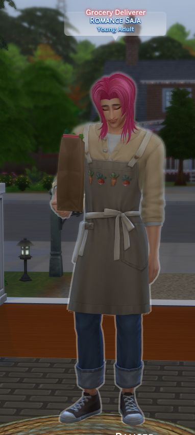 Romance Saja Sim being the grocery delivery Sim.