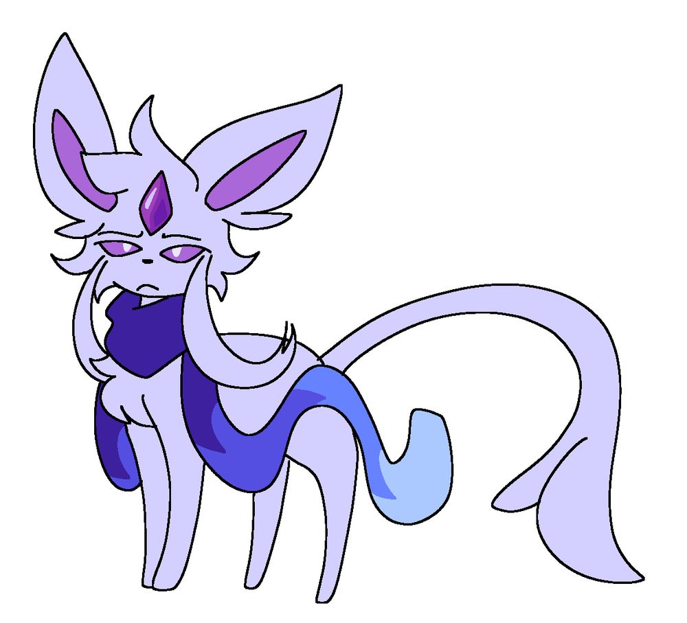 An espeon with a flowing blue scarf