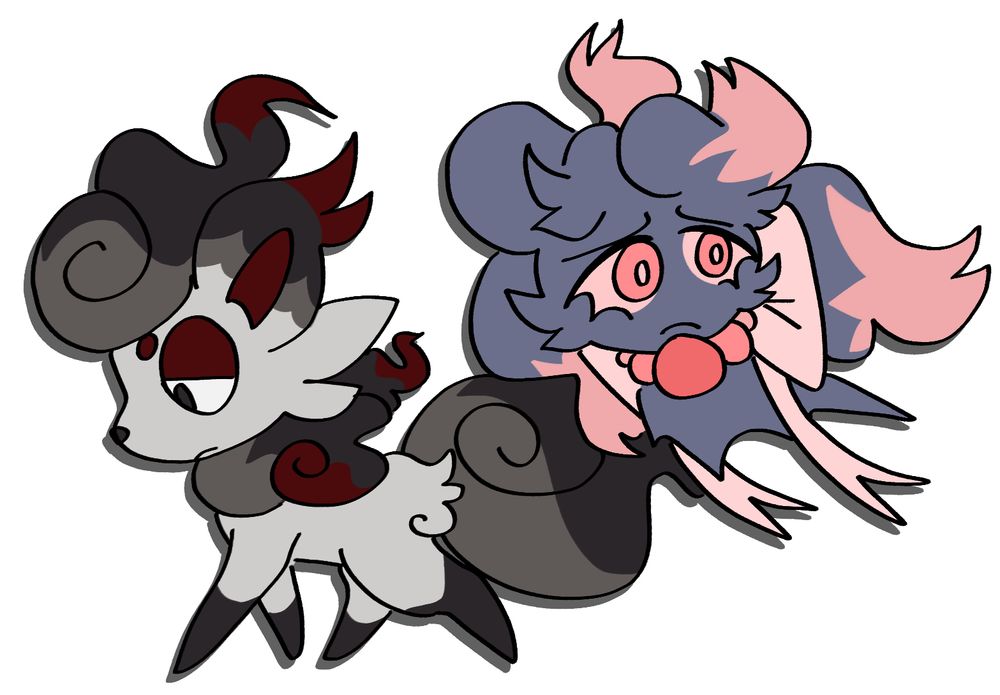 A hisuian zorua and a misdreavus side by side.