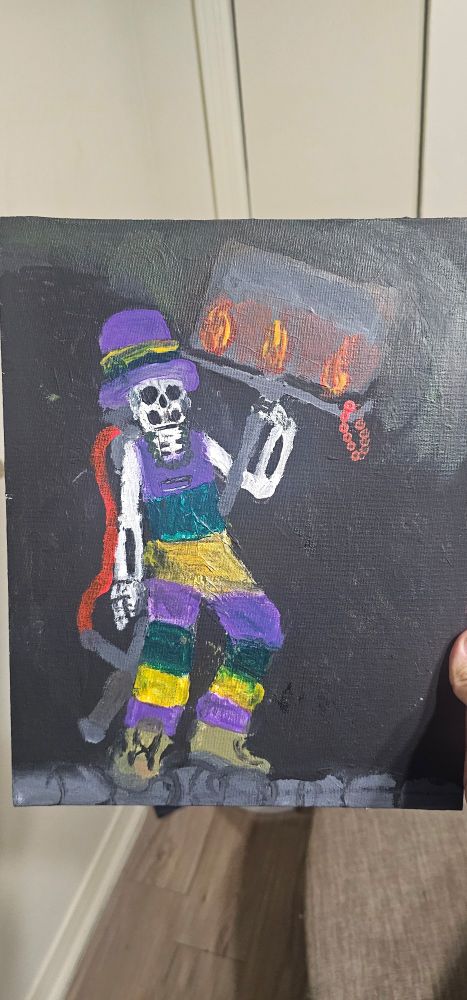 My painting of a skeleton fire dancer 