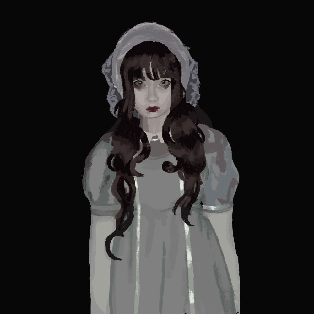 Digital painting of Bambi Baker in a gothic style