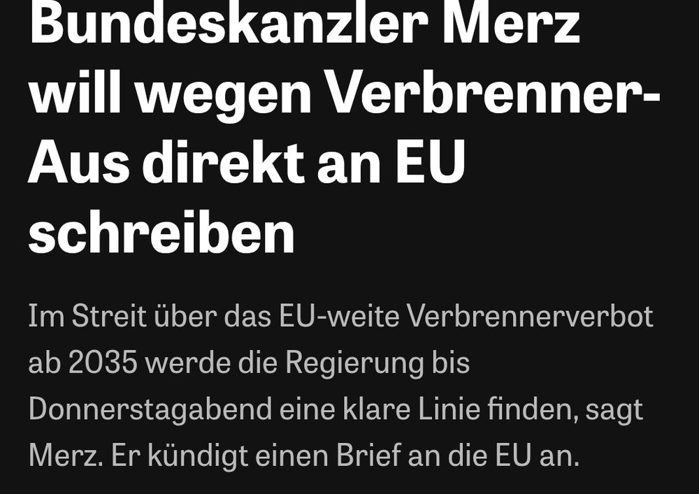 Bundeskanzler Merz will wegen Verbrenner-Aus direkt an EU schreiben
Im Streit über das EU-weite Verbrennerverbot ab 2035 werde die Regierung bis Donnerstagabend eine klare Linie finden, sagt Merz. Er kündigt einen Brief an die EU an.
