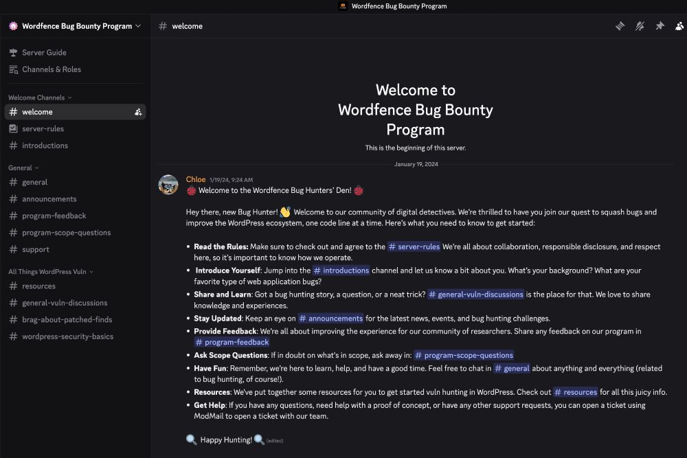 Wordfence Bug Bounty Discord Server