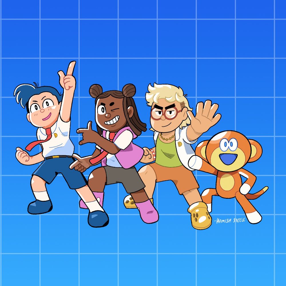 Illustration of the main cast from Go-Man!