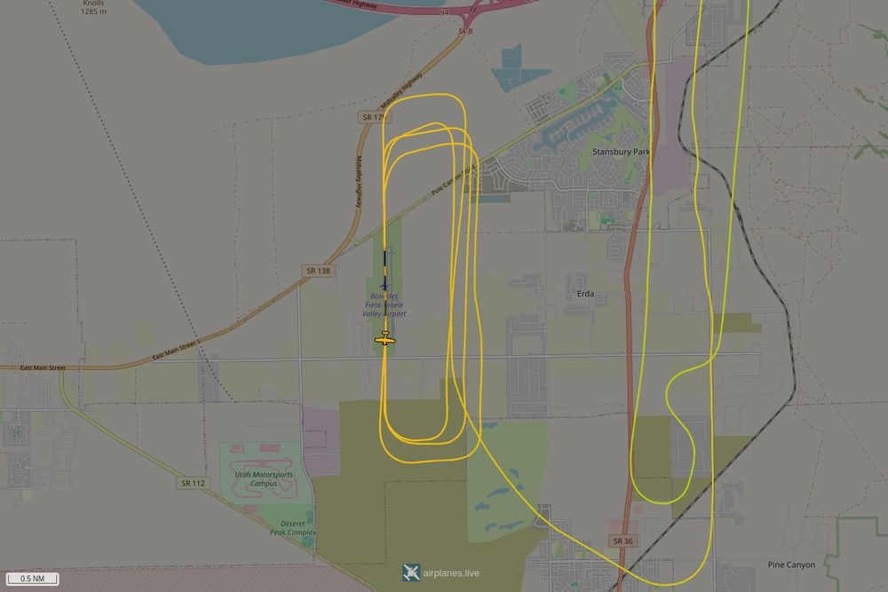 Screenshot of the flight path of the flight N6869T  
