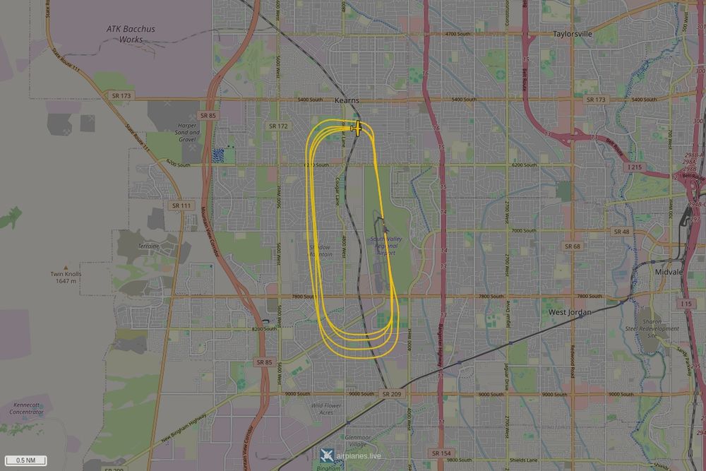 Screenshot of the flight path of the flight N427RM  