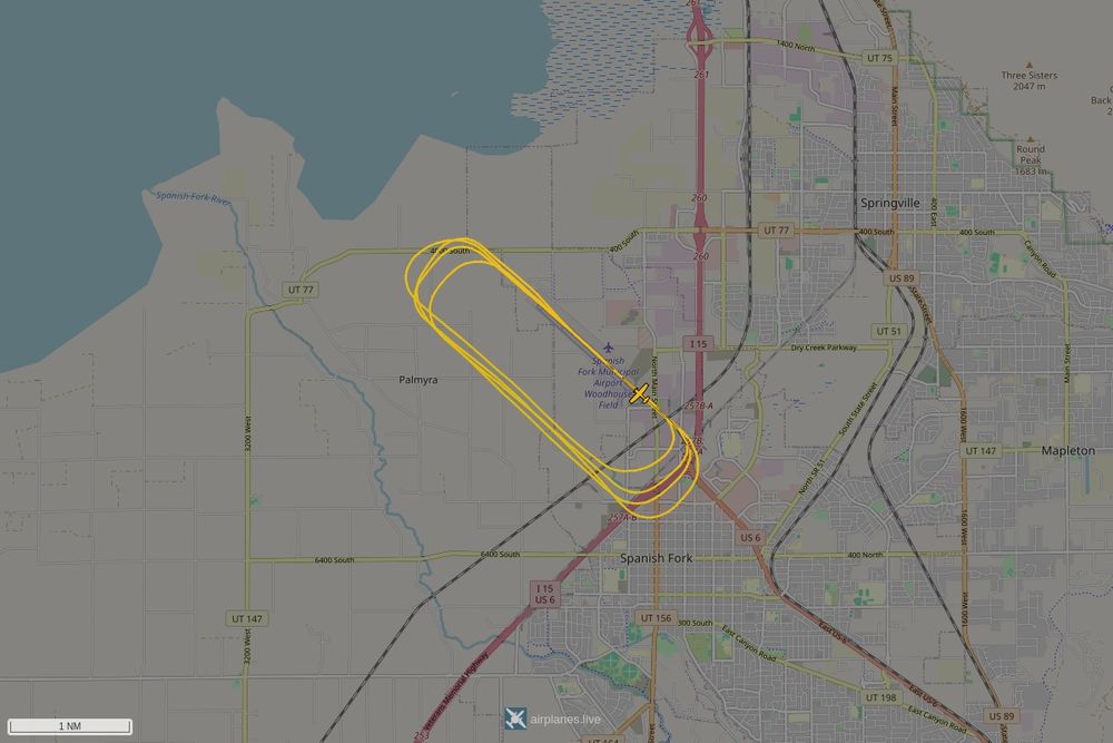 Screenshot of the flight path of the flight N134BF  