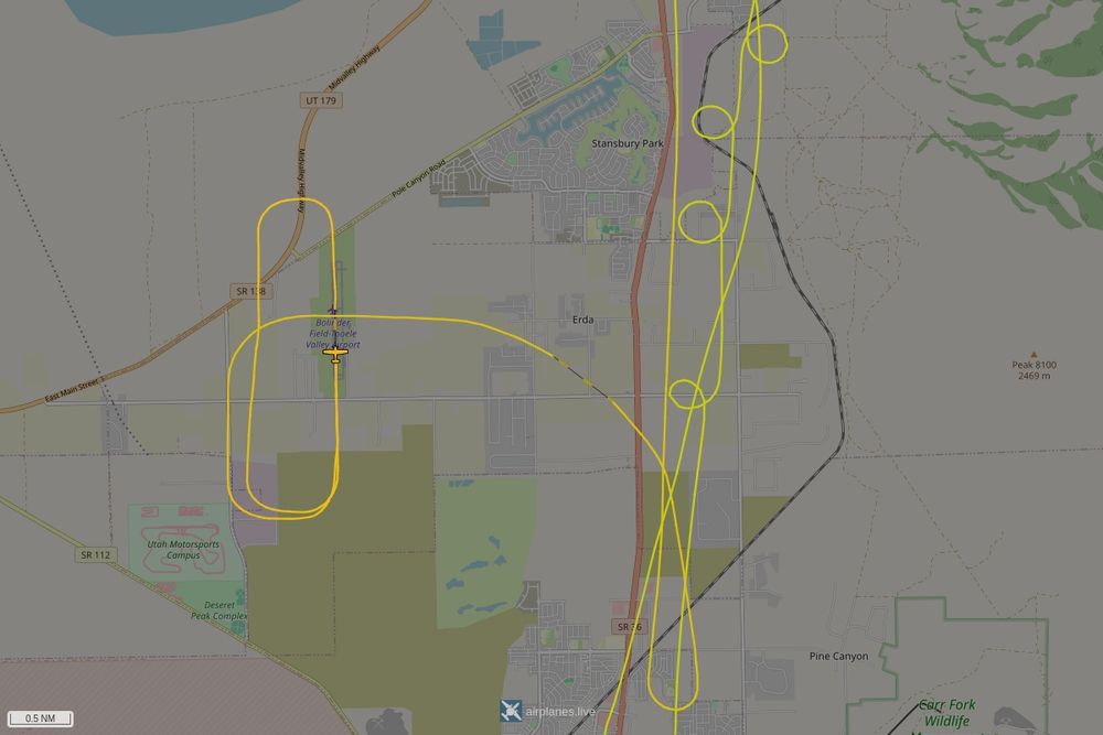 Screenshot of the flight path of the flight N746TW  