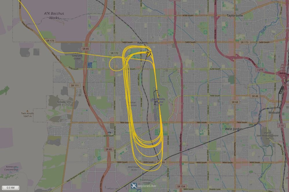 Screenshot of the flight path of the flight N474CA  
