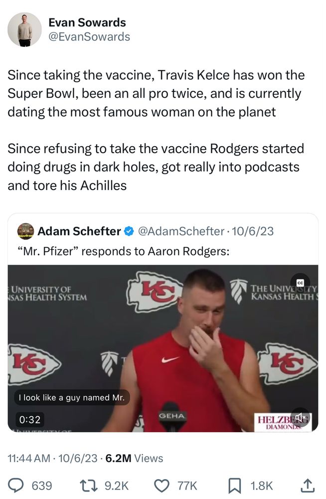 A random idiot on Twitter dunking on Rodgers and making MAGA bros furious