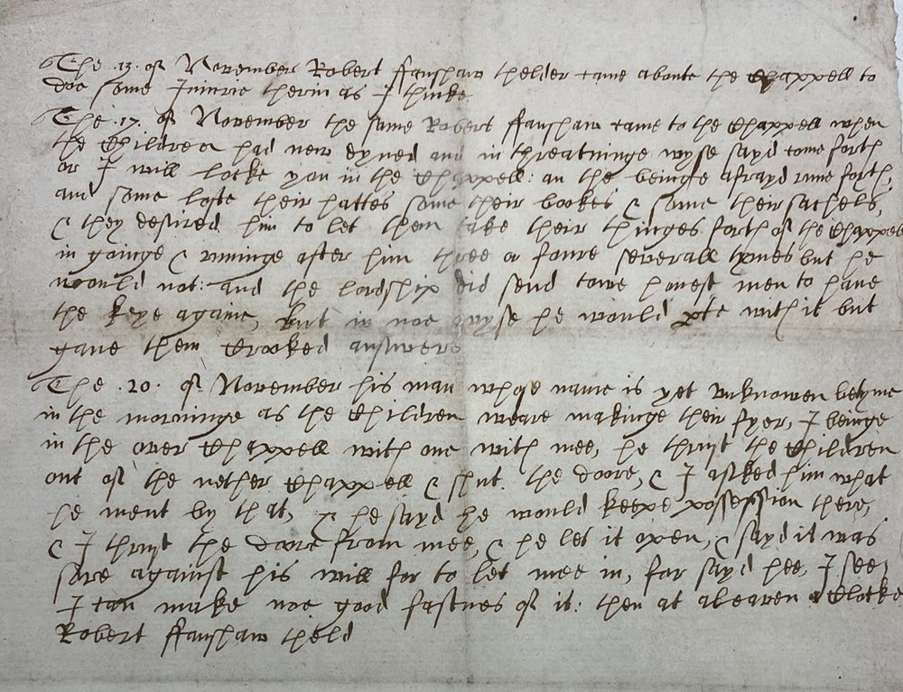A handwritten 17th century document.