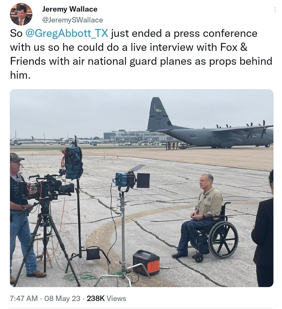 Greg Abbott using TX National Guard as props to further Pedo-President47's agendas.