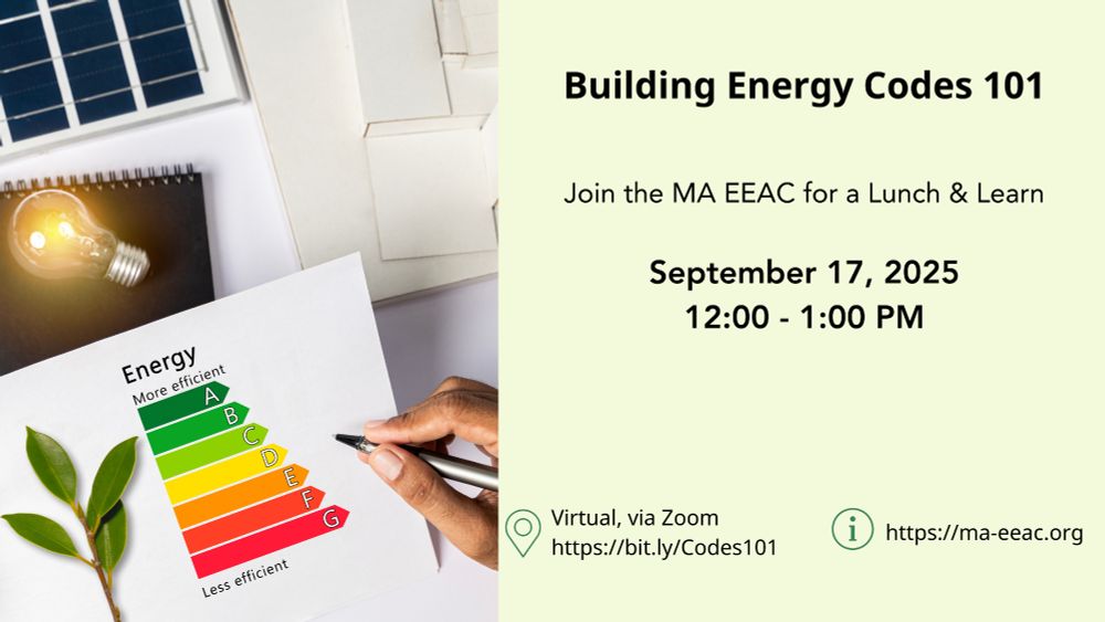 Graphic that says the Building Energy Codes 101 Lunch & Learn is Sept. 17 from 12 to 1:00 pm. Register at bit.ly/Codes101.