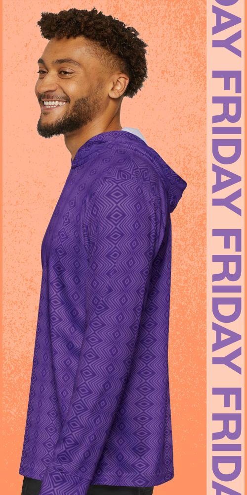 A left-side look at the purple-on-purple design.