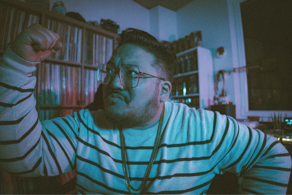 Selfie wish one arm flexed.