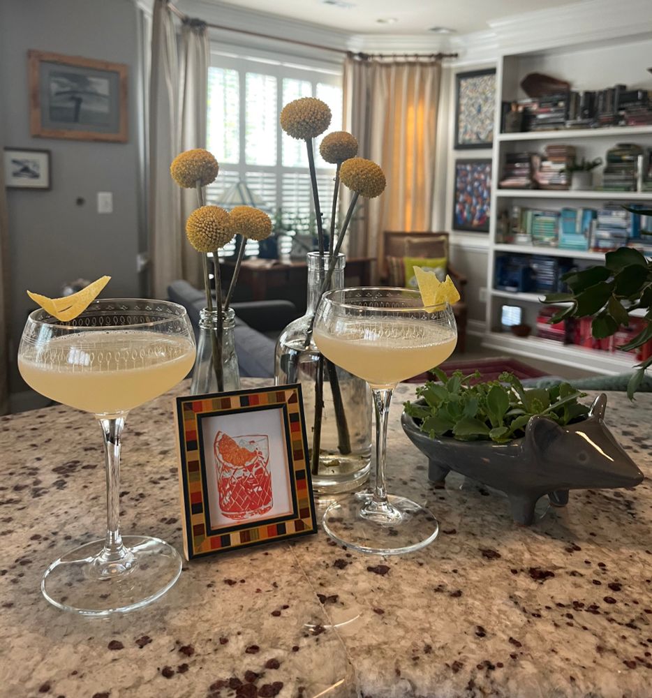 The Sunflower

Ingredients:  
1⁄12 oz	La Fée Parisienne absinthe
3⁄4 oz	Hayman's London Dry Gin
3⁄4 oz	Cointreau triple sec liqueur
3⁄4 oz	Elderflower liqueur
3⁄4 oz	Lemon juice (freshly squeezed)

https://www.diffordsguide.com/cocktails/recipe/5807/sunflower



