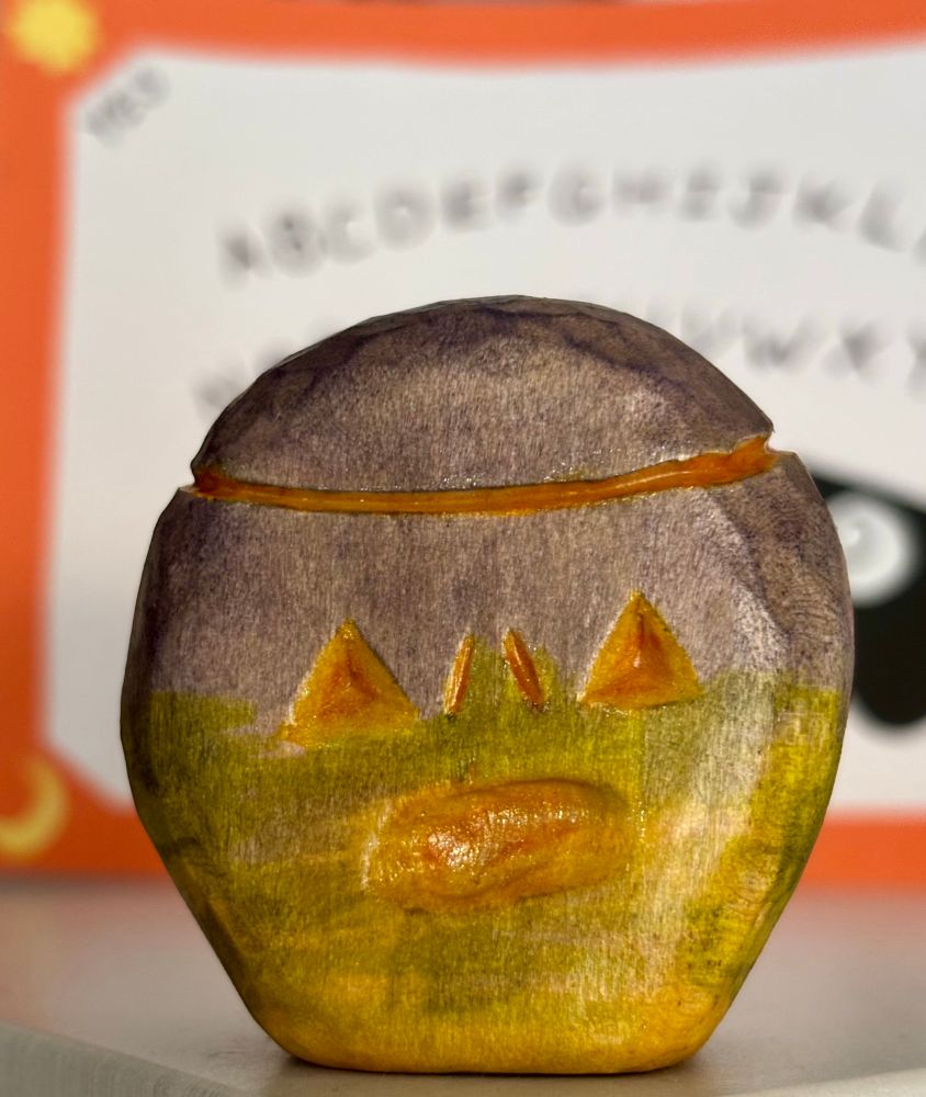 Close up of a Halloween turnip lantern ornament 