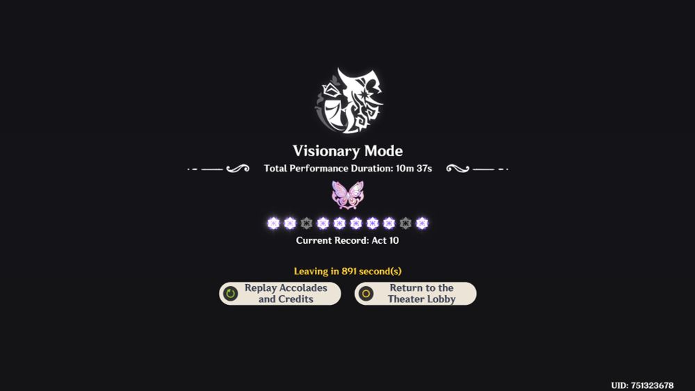 Imaginarium Theather Visionary Mode end screen