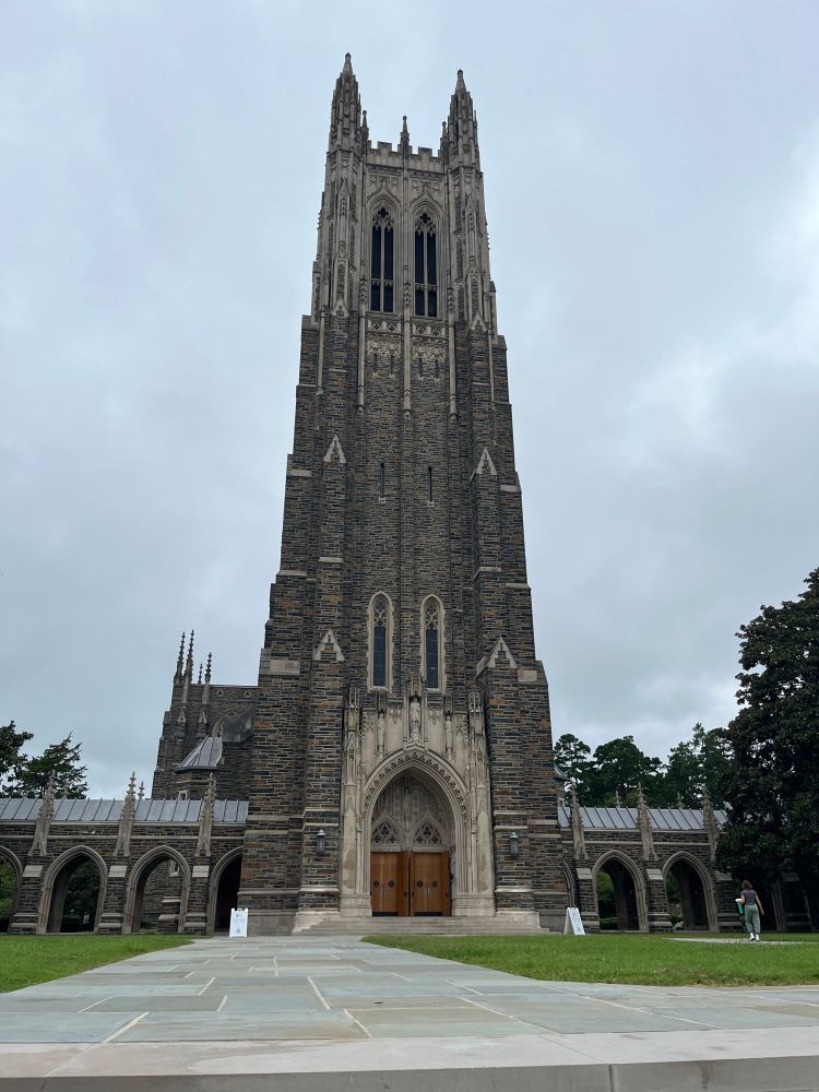 Duke chapel on a cloudy day 