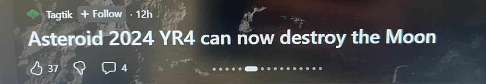 An online “news” headline advertisement saying “Asteroid 2024 YR4 can now destroy the moon”