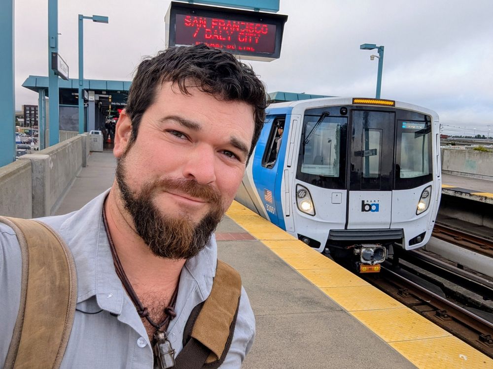 Selfie photo of me at West Oakland BART station 