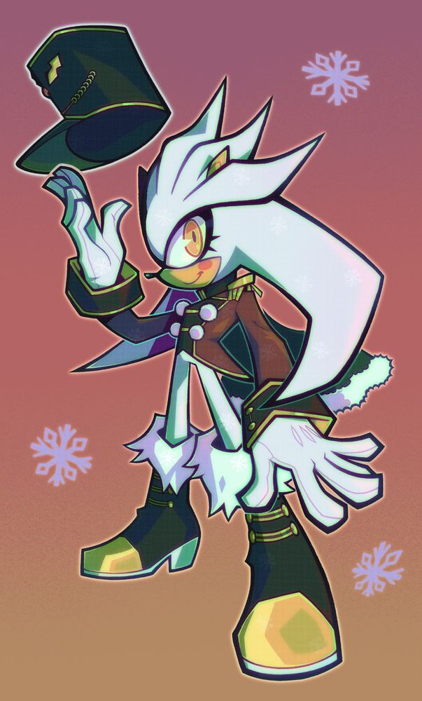 Silver the Hedgehog in his nutcracker garb looking merry
