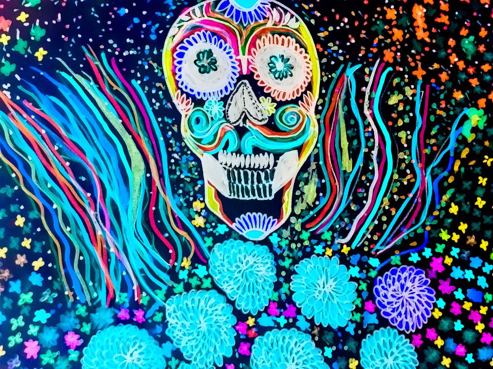 Calavera drawing by me in inverted colors.