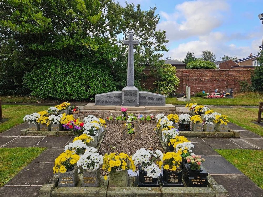 The grave in Holy Trinity Freckleton churchyard of the 38 children and 2 teachers killed in the Freckleton Air Disaster 23 August 1944