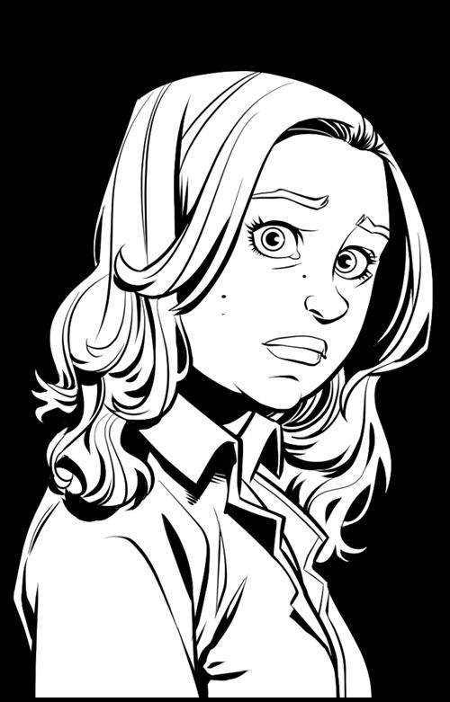 Black and white drawing of a teen looking anxious