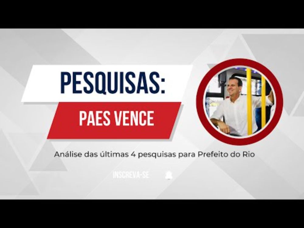 Análise das Últimas Pesquisas para Prefeito do Rio: Eduardo Paes no 1º Turno