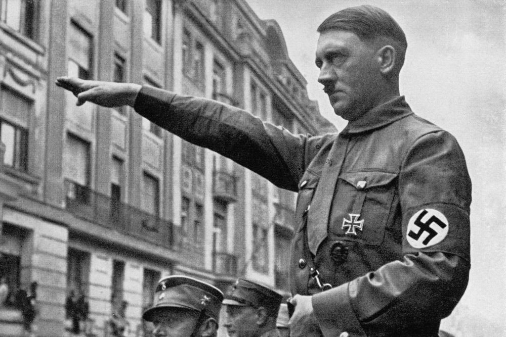 Adolf Hitler with his distinctive haircut. 