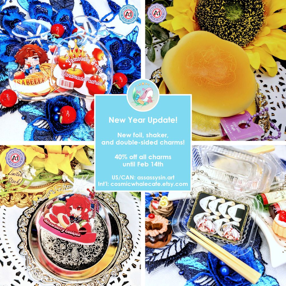 shop advertisement for cosmic whale cafe assassysin.art