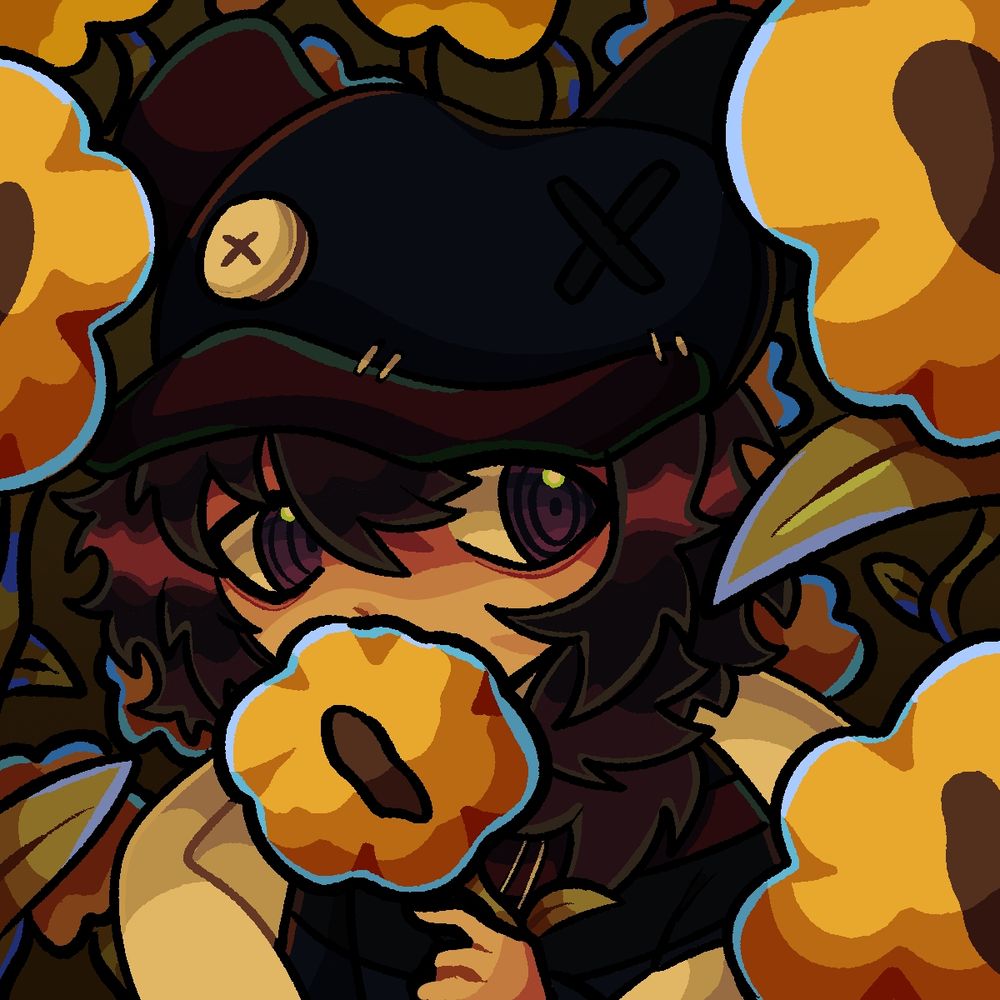 illustration of my pokesona surrounded by sunflowers