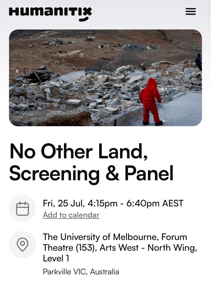 Screenshot of the event page for the film