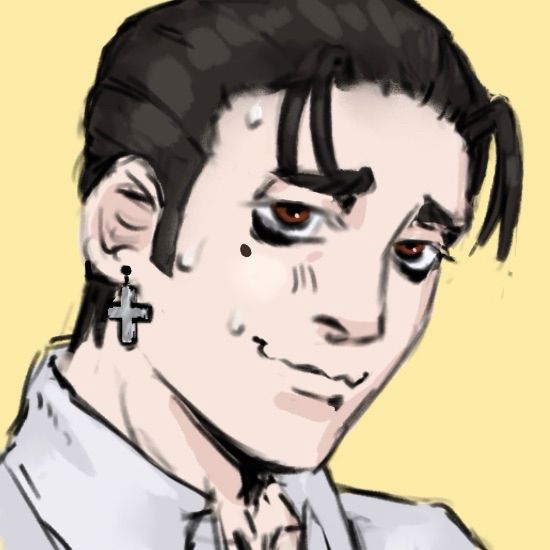 slightly gothic man with cross earring