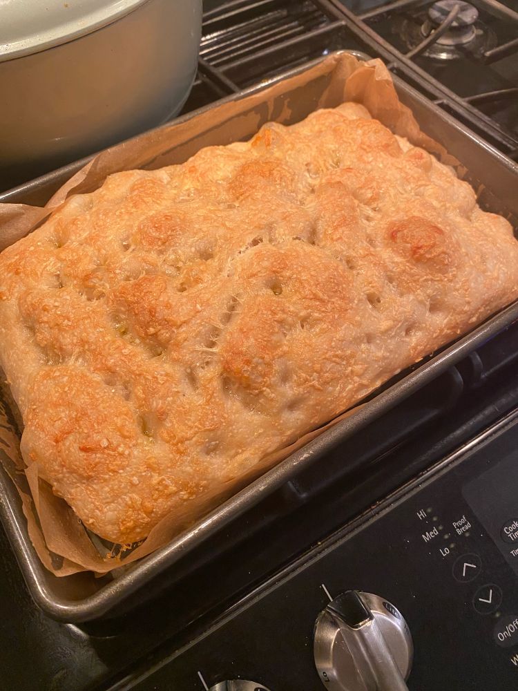 Parmesan Focaccia bread I made in a 9X13 pan